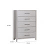Reham Tall Dresser Chest | 5 Drawers Pewter Handles | White Wash Brown BM333826