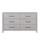 Reham Wide Dresser Chest | 6 Drawers Pewter Handles | White Wash Brown BM333827