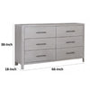 Reham Wide Dresser Chest | 6 Drawers Pewter Handles | White Wash Brown BM333827