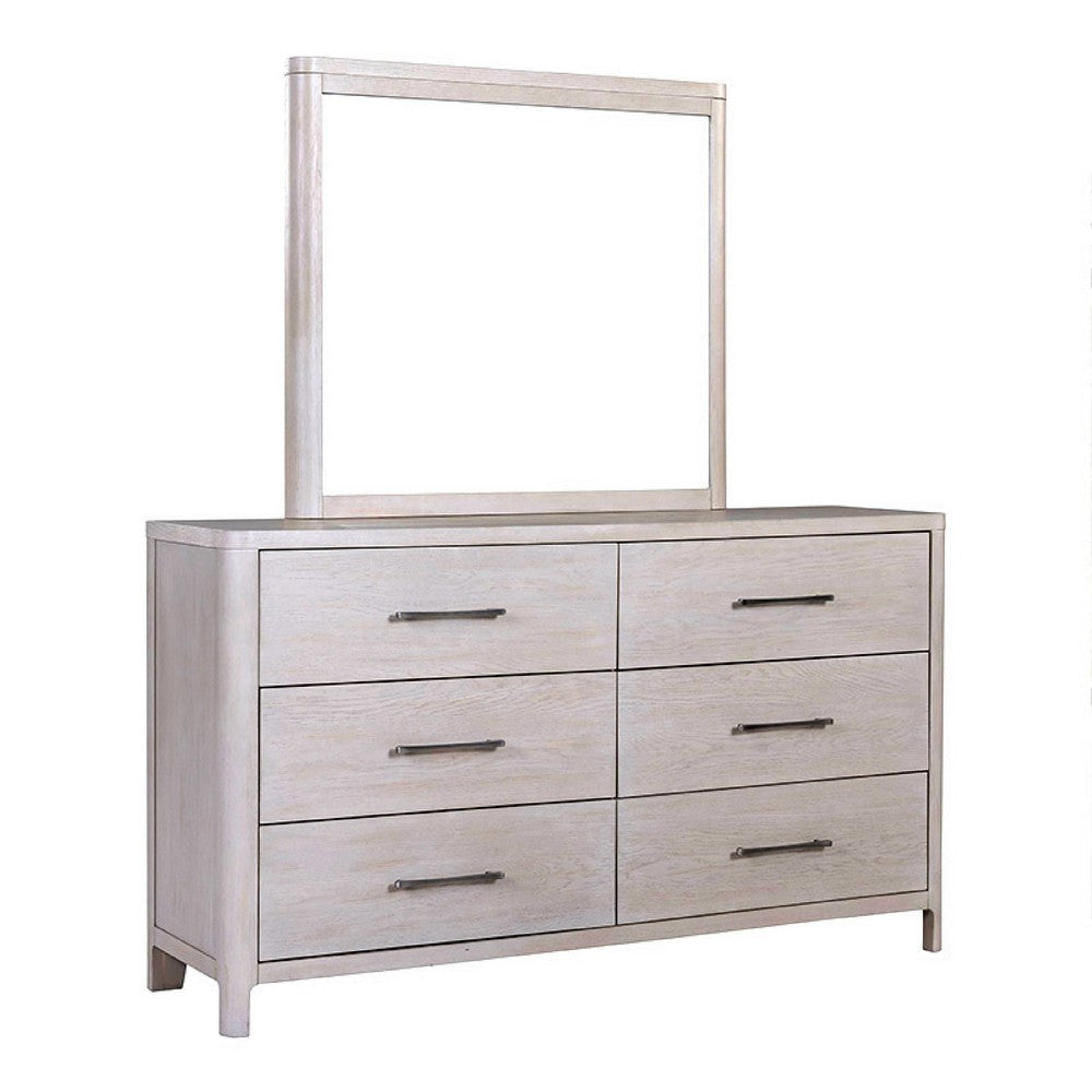 Reham Dresser Mirror | White Wash Brown Solid Wood | Oak Veneer 38x42