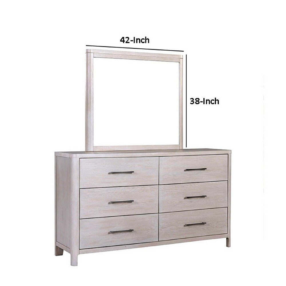 Reham Dresser Mirror | White Wash Brown Solid Wood | Oak Veneer 38x42 BM333828