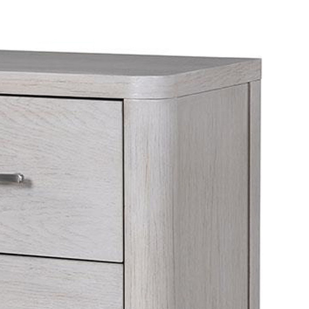 Reham Nightstand | 2 Drawers | USB A-C | White Wash Brown Wood | 27’’ BM333829