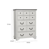 Hamps Tall Dresser Chest | 5 Drawers | White | Dark Brown Solid Wood BM333830