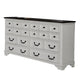 Hamps Wide Dresser | 8 Drawers | White and Dark Brown Solid Wood Frame BM333831