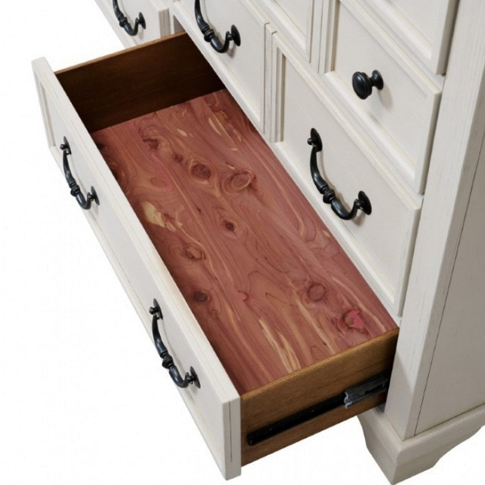 Hamps Wide Dresser | 8 Drawers | White and Dark Brown Solid Wood Frame BM333831