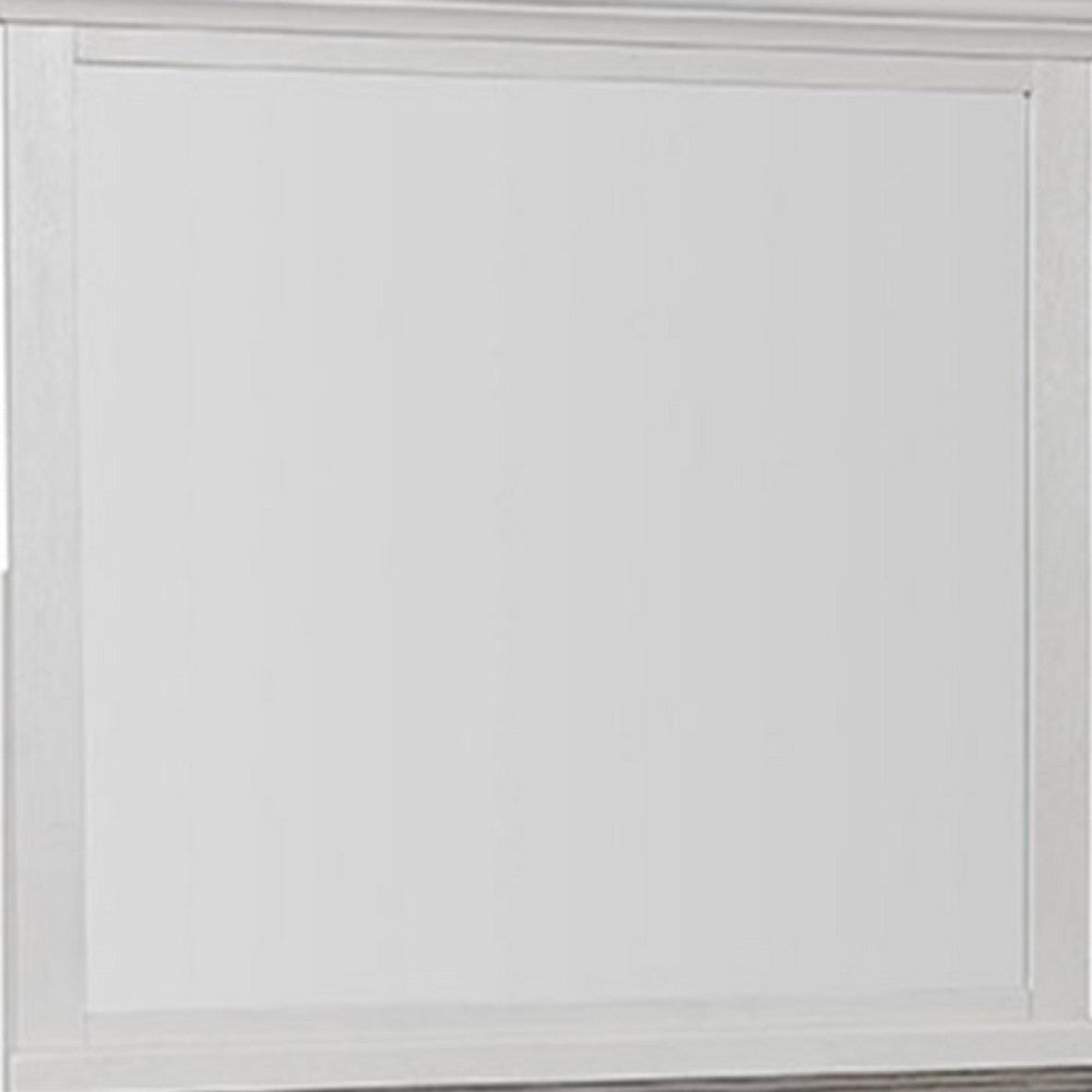 Hamps Dresser Mirror | White Solid Wood | Subtle Frame Details | 38x42 BM333832