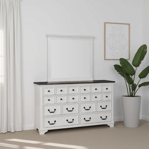 Hamps Dresser Mirror | White Solid Wood | Subtle Frame Details | 38x42