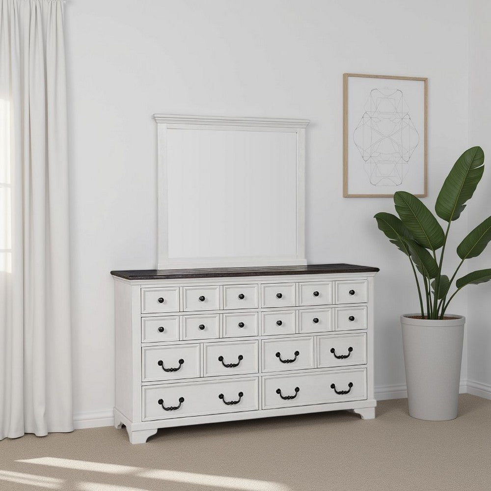 Hamps Dresser Mirror | White Solid Wood | Subtle Frame Details | 38x42