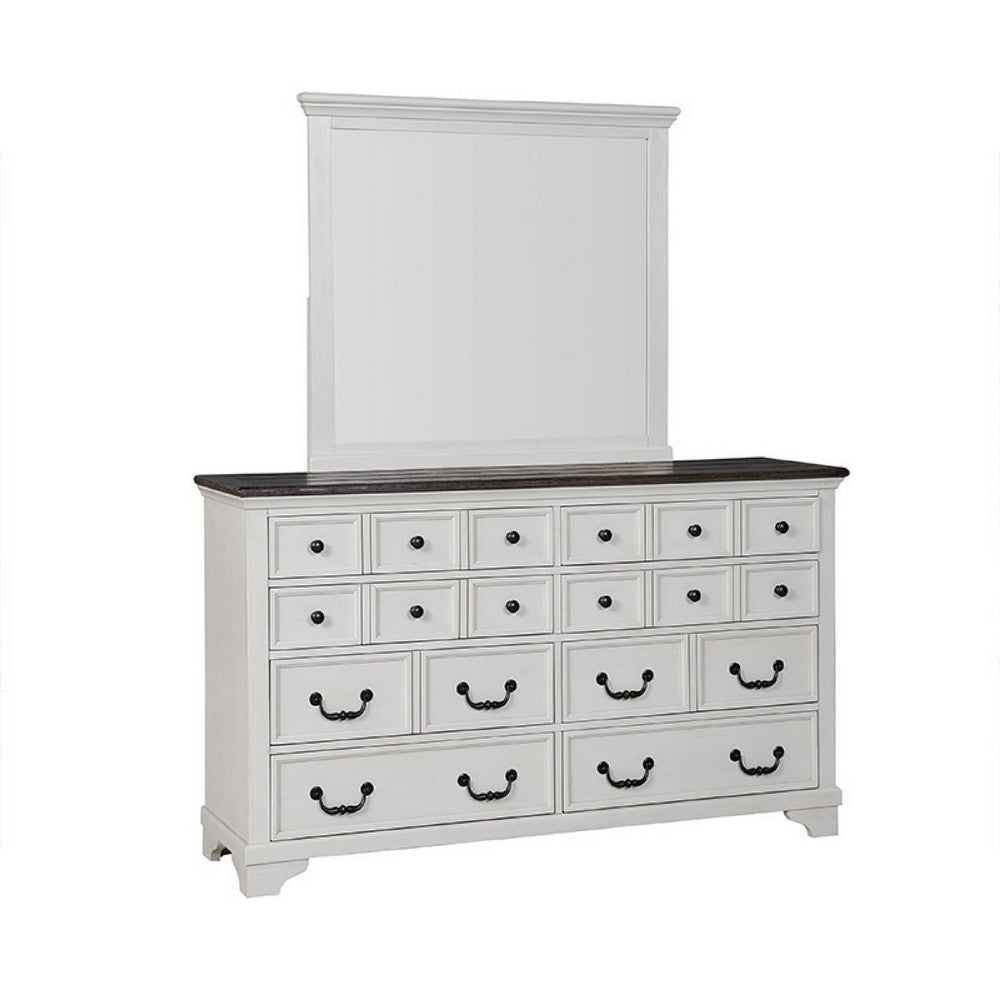 Hamps Dresser Mirror | White Solid Wood | Subtle Frame Details | 38x42