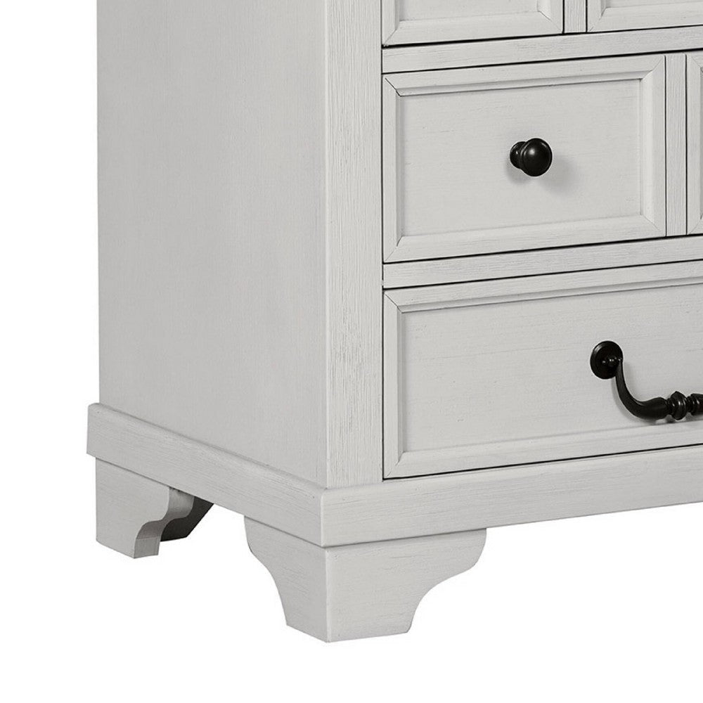 Hamps Nightstand | USB A-C | 3 Drawers | White and Dark Brown | 28’’ BM333833