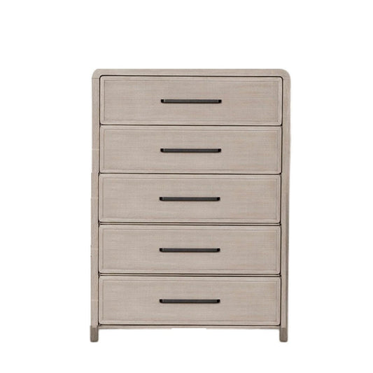 Giva Tall Dresser Chest | 5 Drawers | Natural Oak Beige Solid Wood