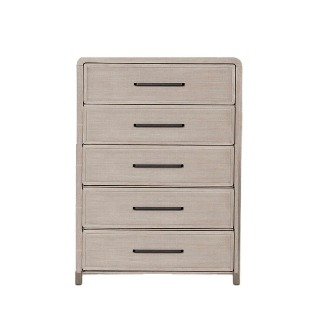 Giva Tall Dresser Chest | 5 Drawers | Natural Oak Beige Solid Wood