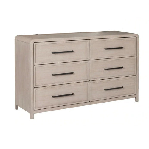 Giva Wide Dresser | 6 Drawers | Natural Oak Beige | Solid Rubberwood