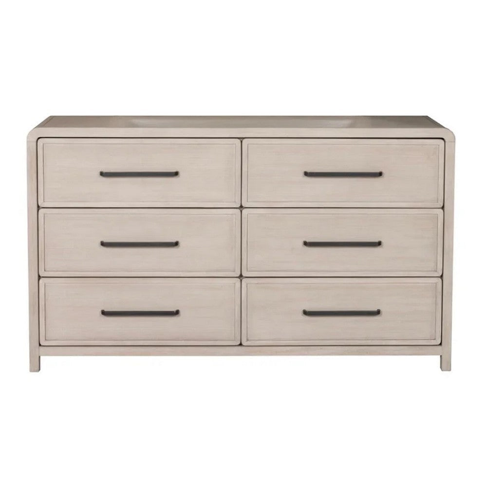 Giva Wide Dresser | 6 Drawers | Natural Oak Beige | Solid Rubberwood BM333835