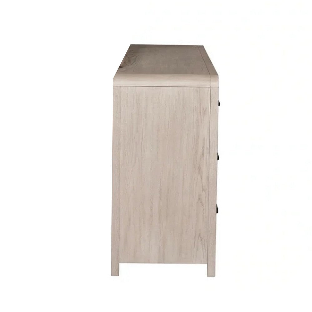 Giva Wide Dresser | 6 Drawers | Natural Oak Beige | Solid Rubberwood BM333835
