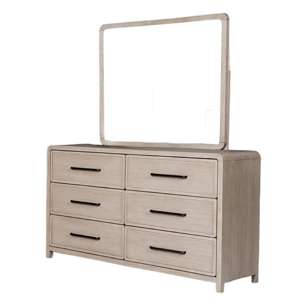 Giva Dresser Mirror | Rounded Edges | Natural Oak Beige Wood 37x40