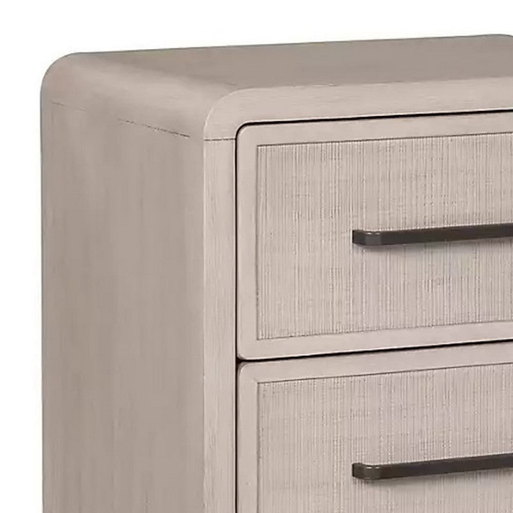 Giva Nightstand | 2 Drawers | USB A-C | Natural Oak Beige Finish | 24’’ BM333837