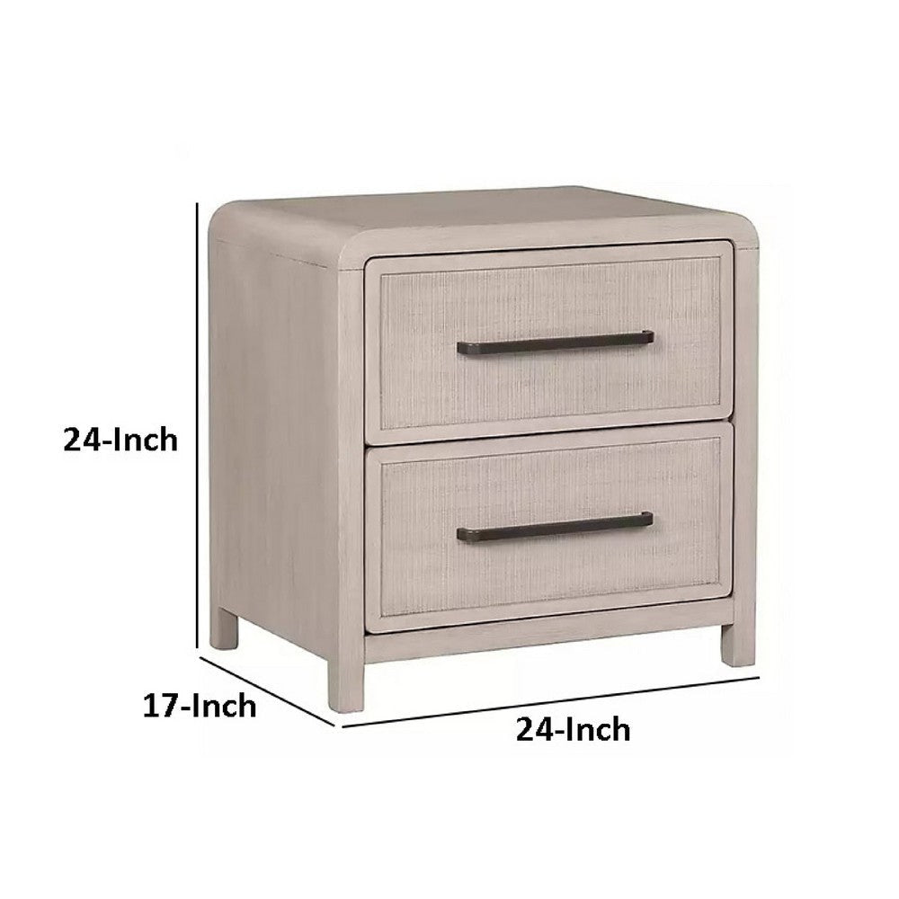Giva Nightstand | 2 Drawers | USB A-C | Natural Oak Beige Finish | 24’’ BM333837