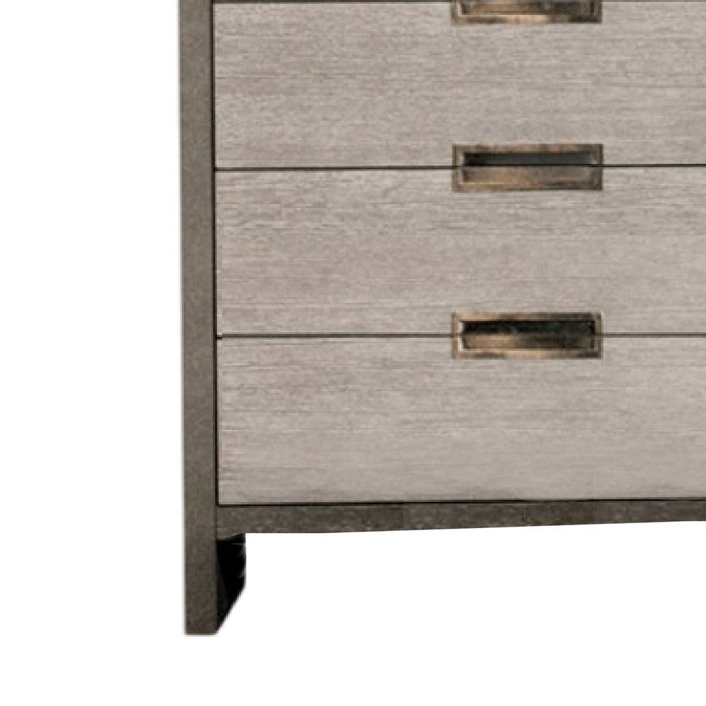 Rizvi Tall Dresser Chest | 5 Drawers | Bronze | Stone Gray Solid Wood BM333838