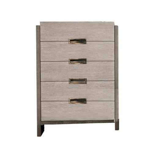Rizvi Tall Dresser Chest | 5 Drawers | Bronze | Stone Gray Solid Wood