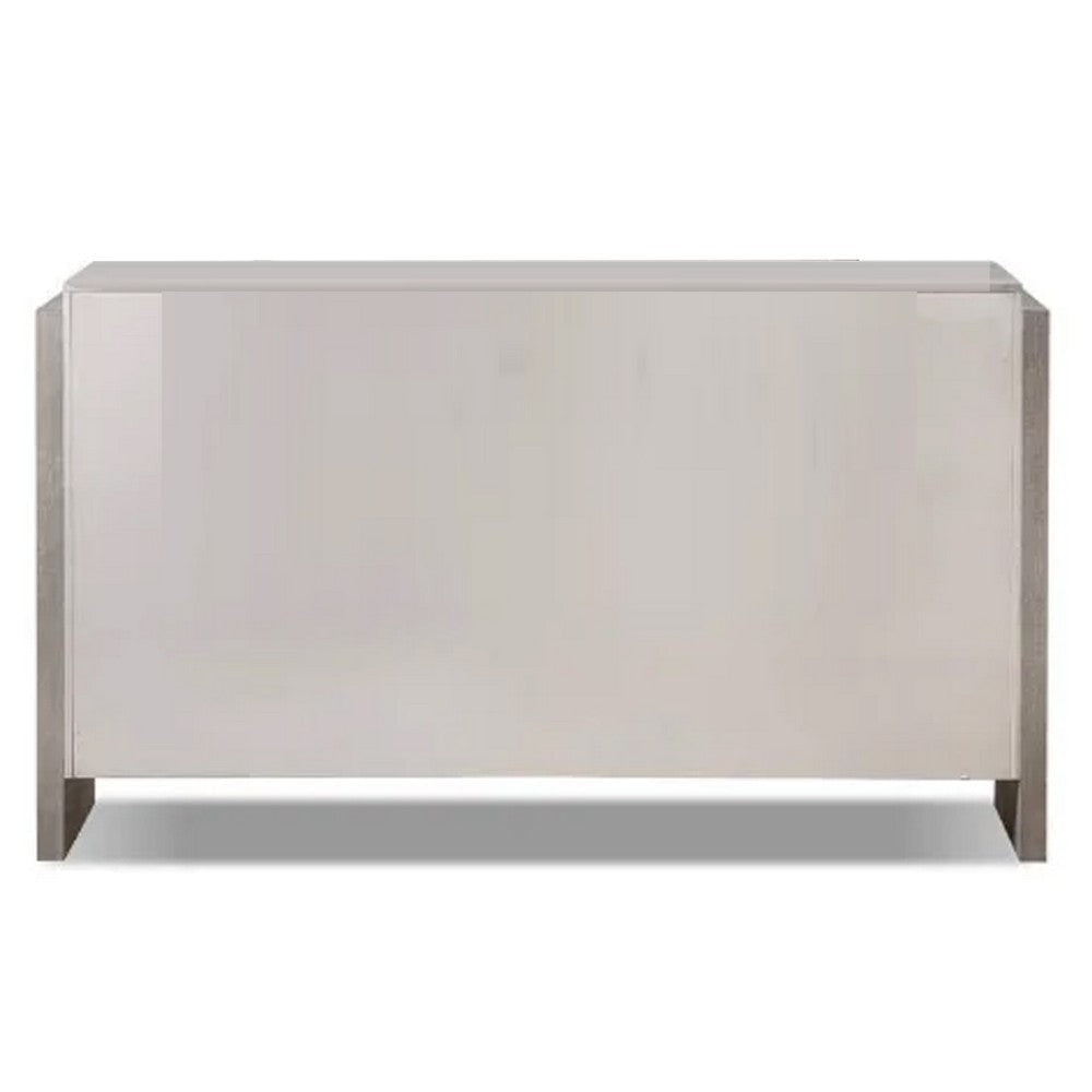 Rizvi Wide Dresser | 6 Drawers Bronze | Stone Gray Solid Wood 64’’ BM333839