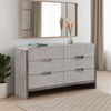 Rizvi Wide Dresser | 6 Drawers Bronze | Stone Gray Solid Wood 64"