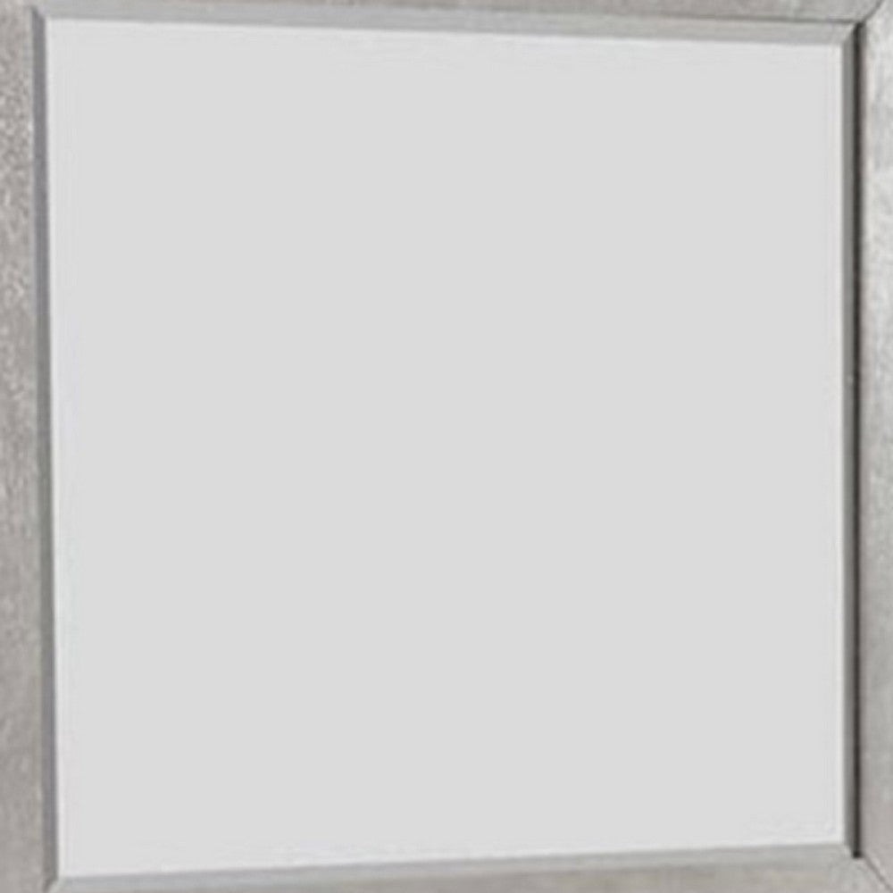 Rizvi Wall Mount Dresser Mirror | Beveled Accent Gray Solid Wood 36x40 BM333840