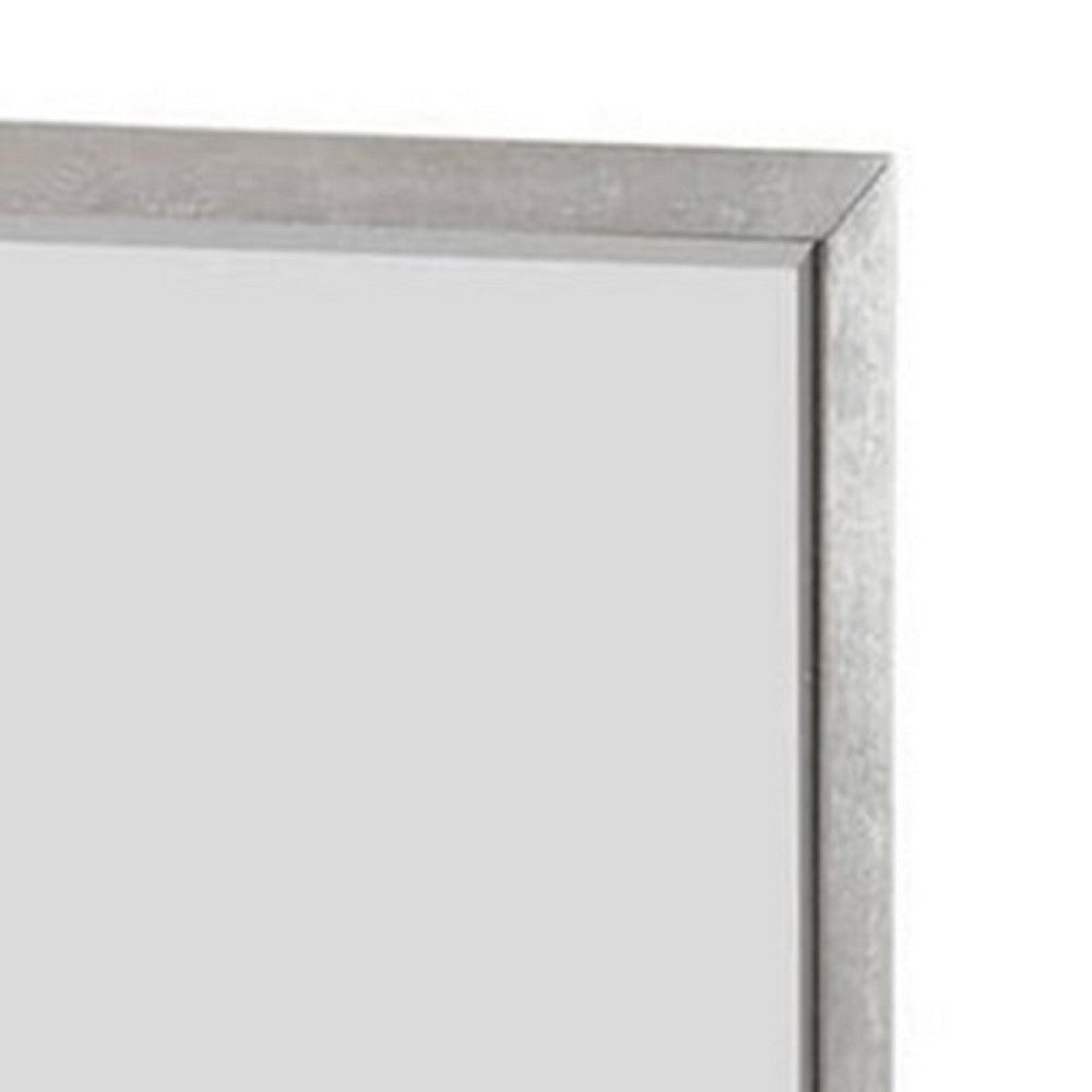 Rizvi Wall Mount Dresser Mirror | Beveled Accent Gray Solid Wood 36x40 BM333840