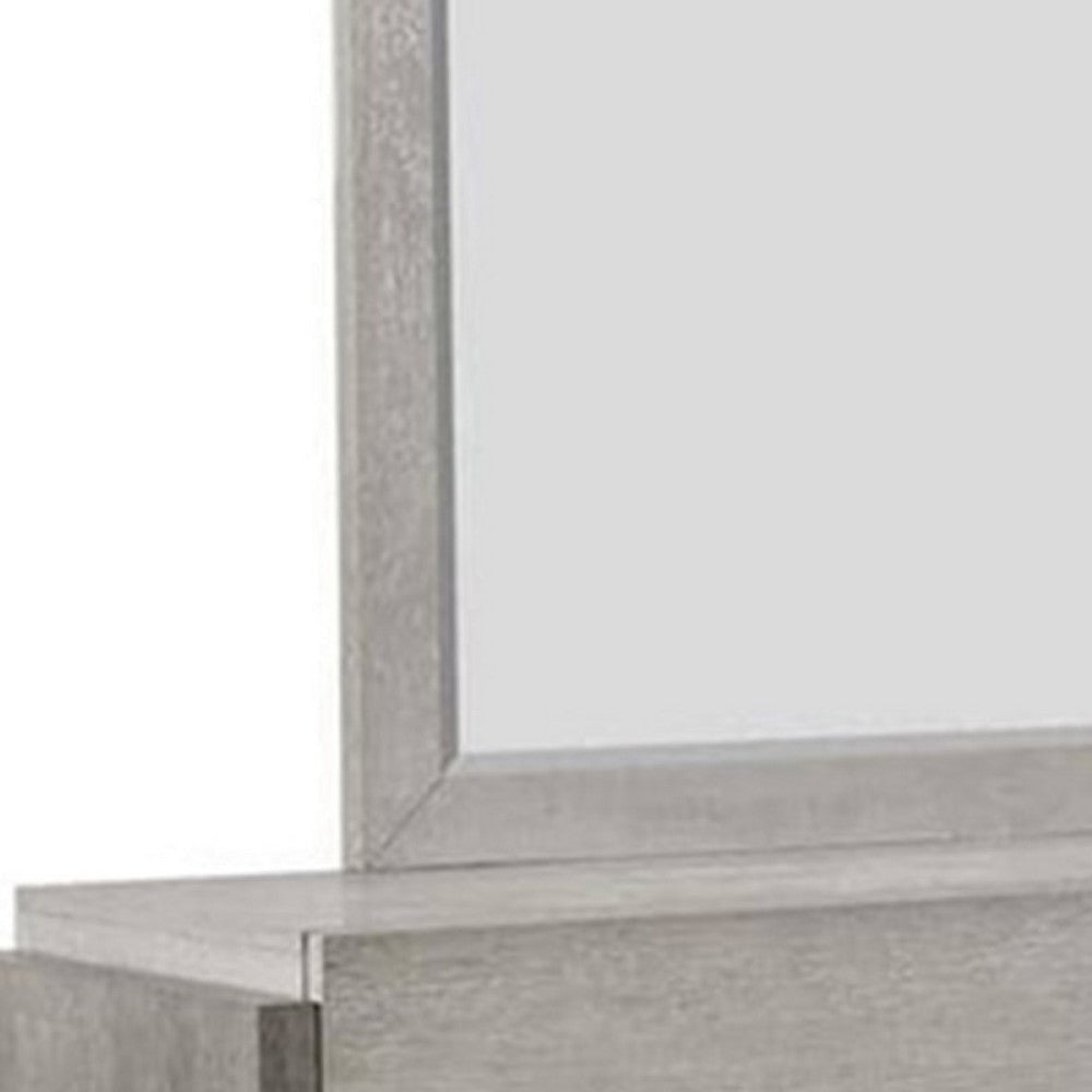 Rizvi Wall Mount Dresser Mirror | Beveled Accent Gray Solid Wood 36x40 BM333840