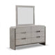 Rizvi Wall Mount Dresser Mirror | Beveled Accent Gray Solid Wood 36x40
