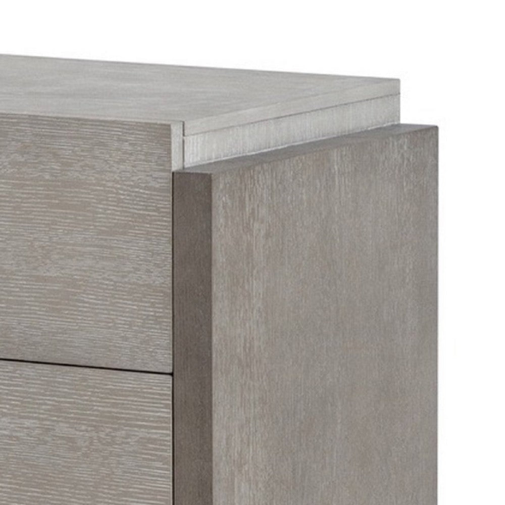 Rizvi Nightstand | 2 Drawers | Dustproof Cases | Gray Solid Wood 26’’ BM333841