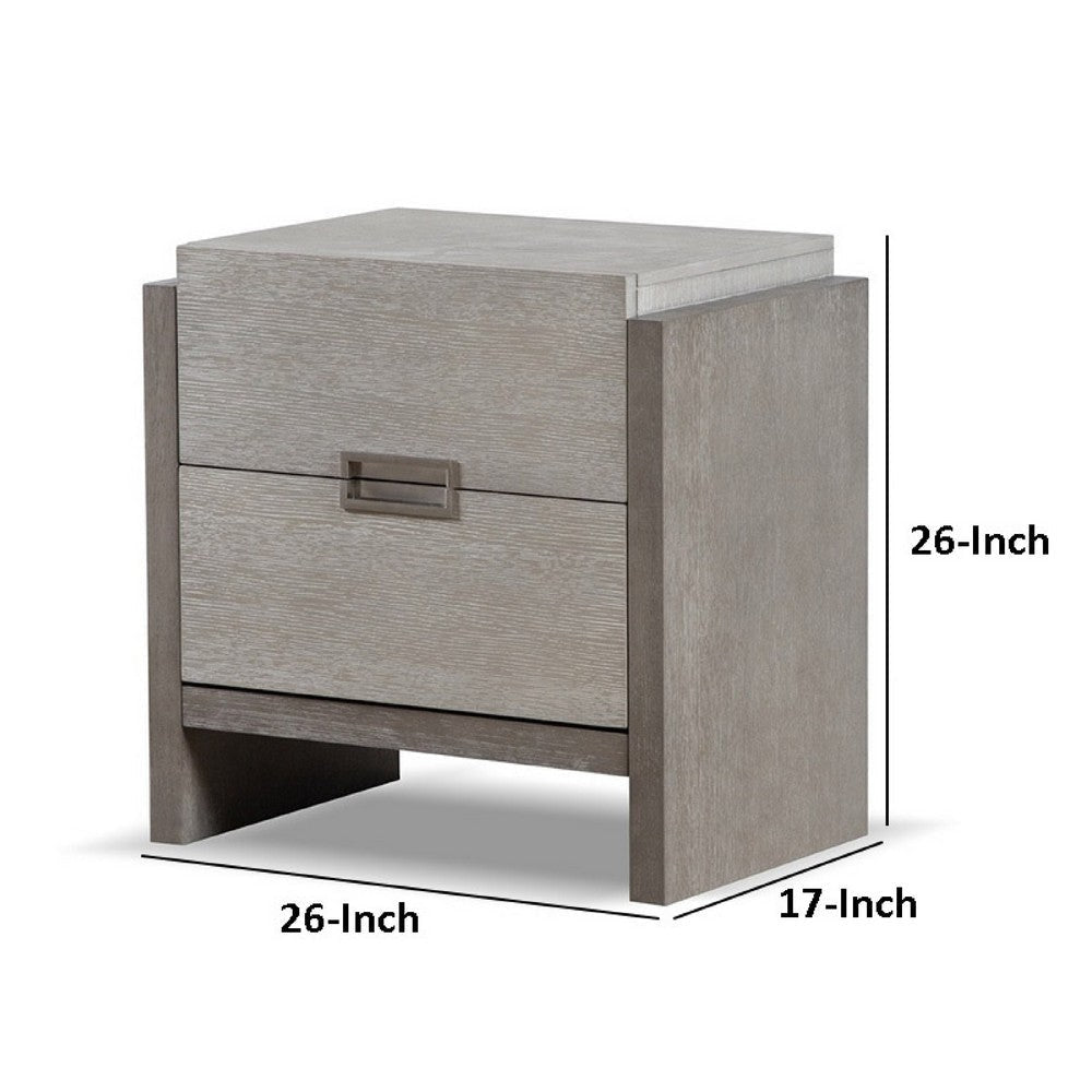 Rizvi Nightstand | 2 Drawers | Dustproof Cases | Gray Solid Wood 26’’ BM333841