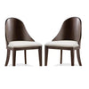 Mordy Side Dining Chair Set of 2 | Curve Panel Back | Off White Fabric