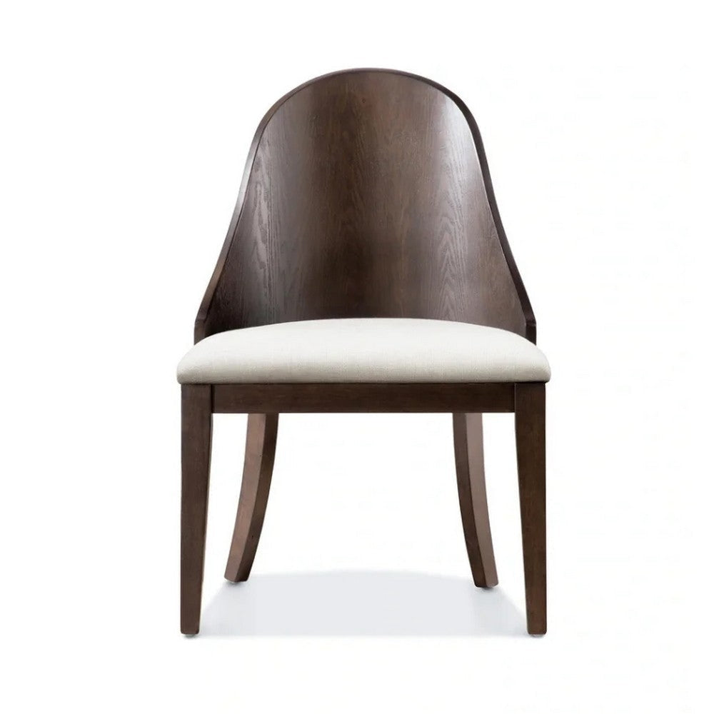 Mordy Side Dining Chair Set of 2 | Curve Panel Back | Off White Fabric BM333842