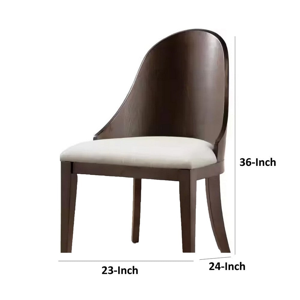 Mordy Side Dining Chair Set of 2 | Curve Panel Back | Off White Fabric BM333842