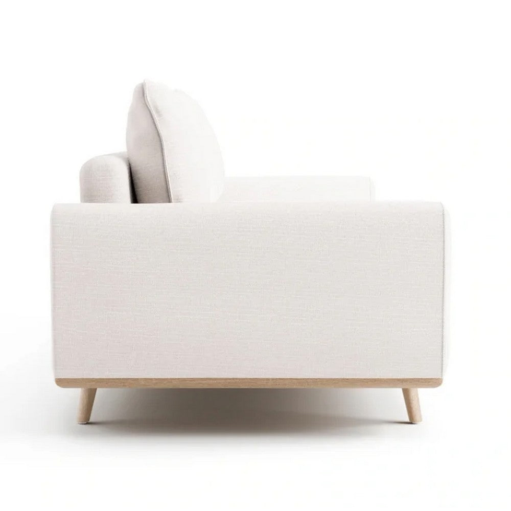 Yaana Sofa with Feather Blend Pillows | Oak Brown Wood | White 83"