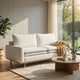 Yaana Sofa with Feather Blend Pillows | Oak Brown Wood | White 83"