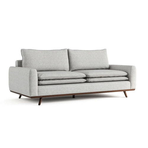 Yaana Sofa with Feather Blend Pillows | Dark Brown Wood | Gray 83"