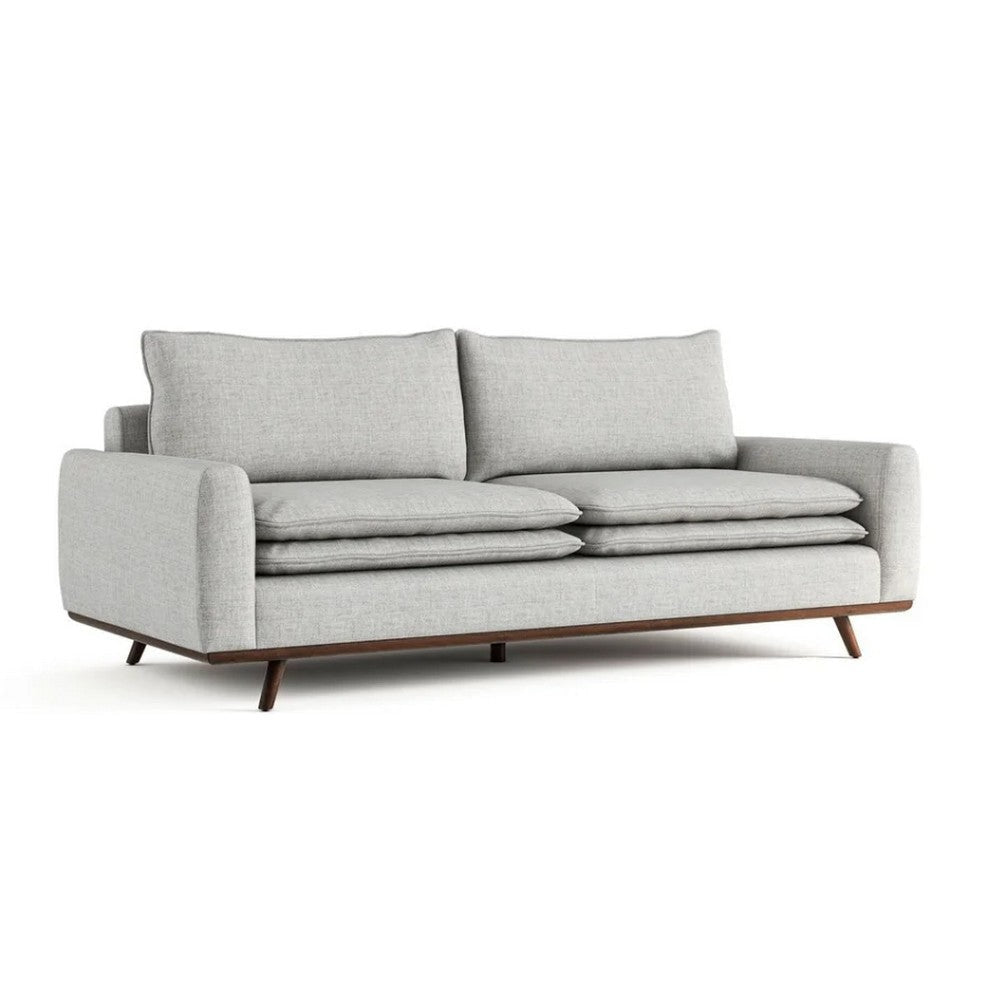 Yaana Sofa with Feather Blend Pillows | Dark Brown Wood | Gray 83"