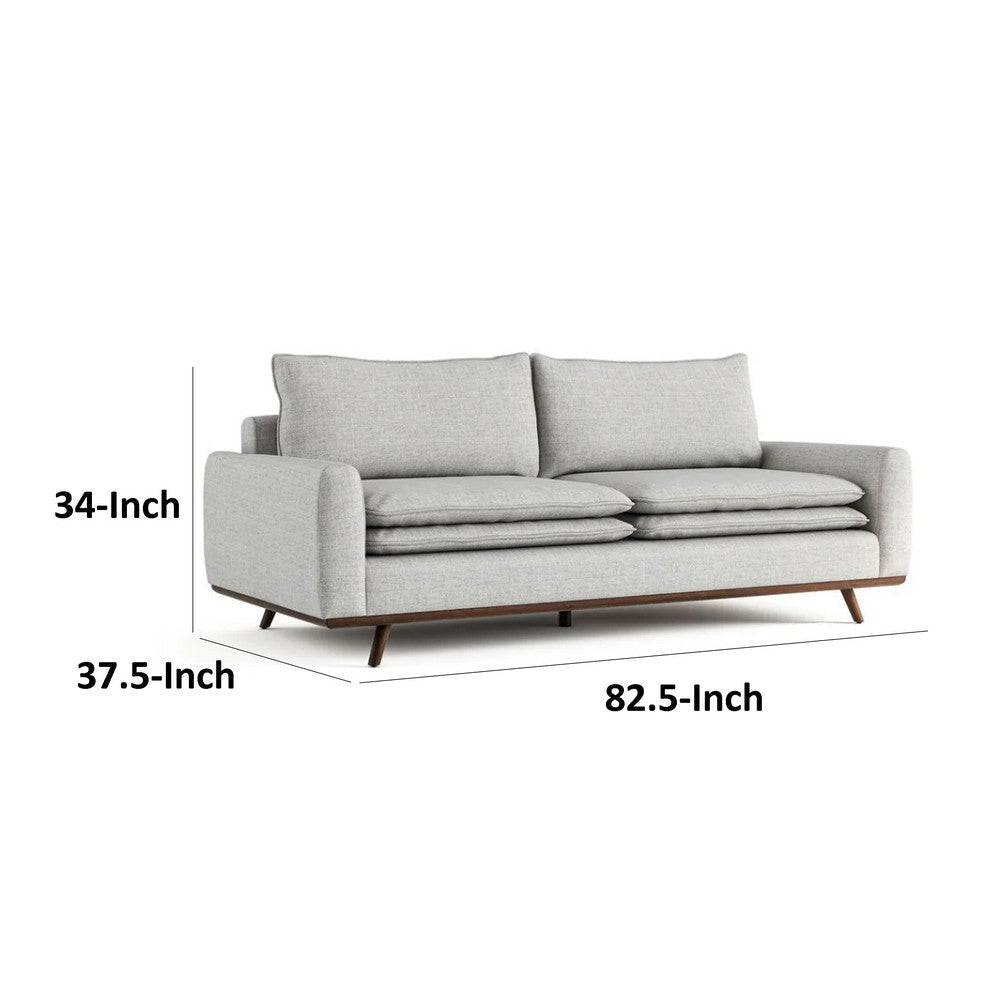 Yaana Sofa with Feather Blend Pillows | Dark Brown Wood | Gray 83’’ BM333844