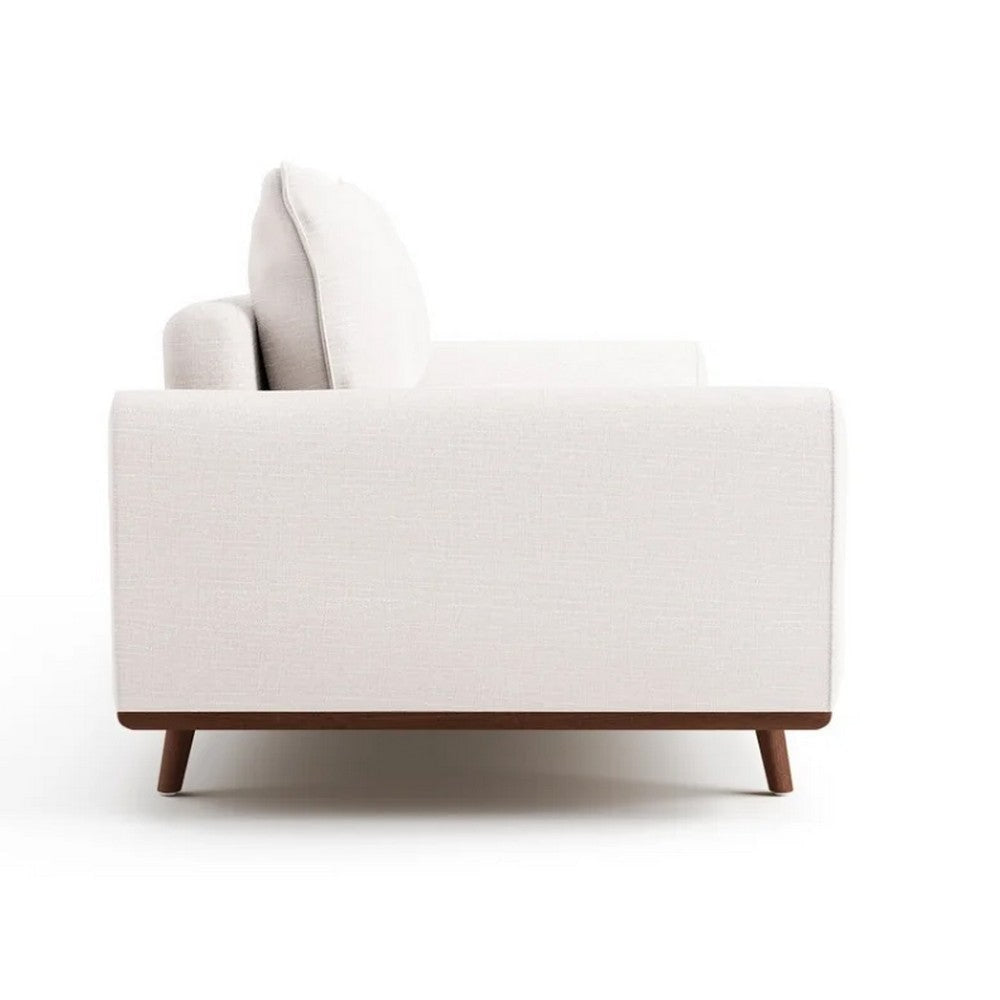 Yaana Sofa with Feather Blend Pillows | Dark Brown Wood | White 83’’ BM333845