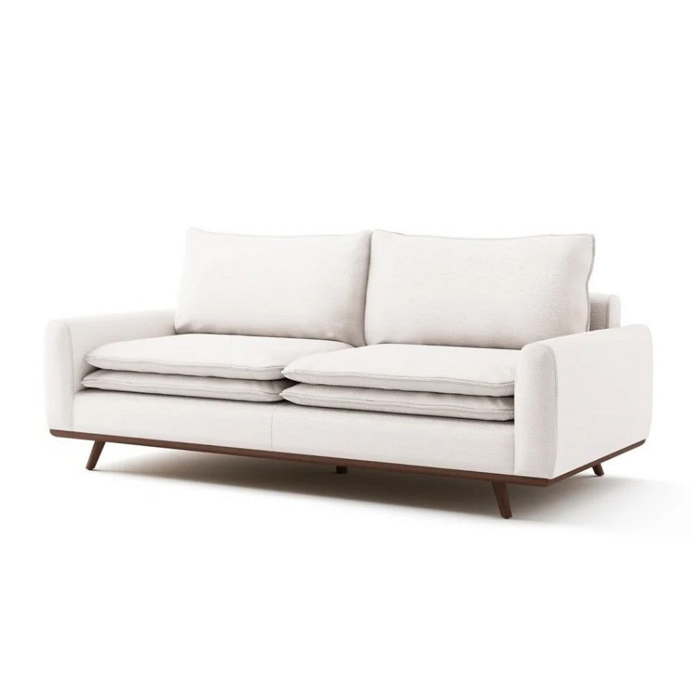 Yaana Sofa with Feather Blend Pillows | Dark Brown Wood | White 83’’ BM333845