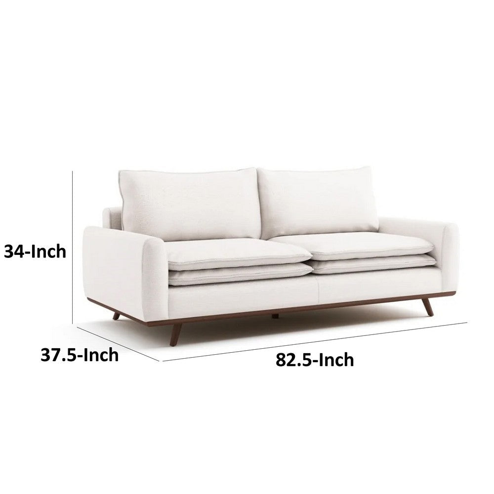Yaana Sofa with Feather Blend Pillows | Dark Brown Wood | White 83’’ BM333845