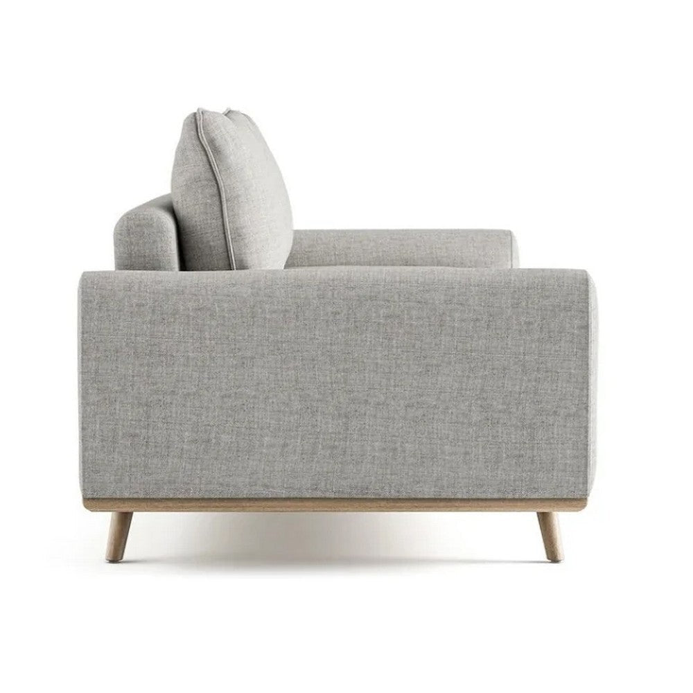 Yaana Sofa | Feather Blend Pillow | Oak Brown Wood | Gray Fabric 83’’ BM333846