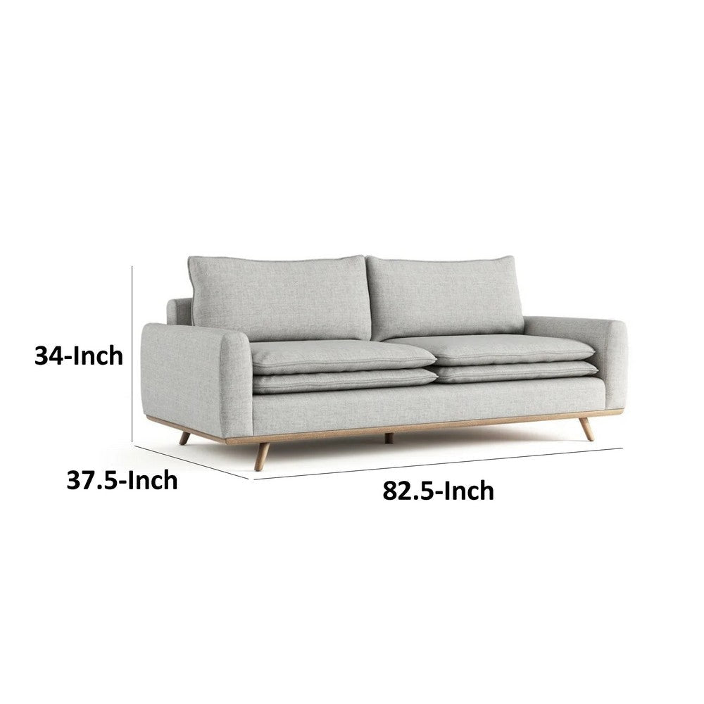 Yaana Sofa | Feather Blend Pillow | Oak Brown Wood | Gray Fabric 83’’ BM333846