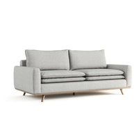 Yaana Sofa | Feather Blend Pillow | Oak Brown Wood | Gray Fabric 83"