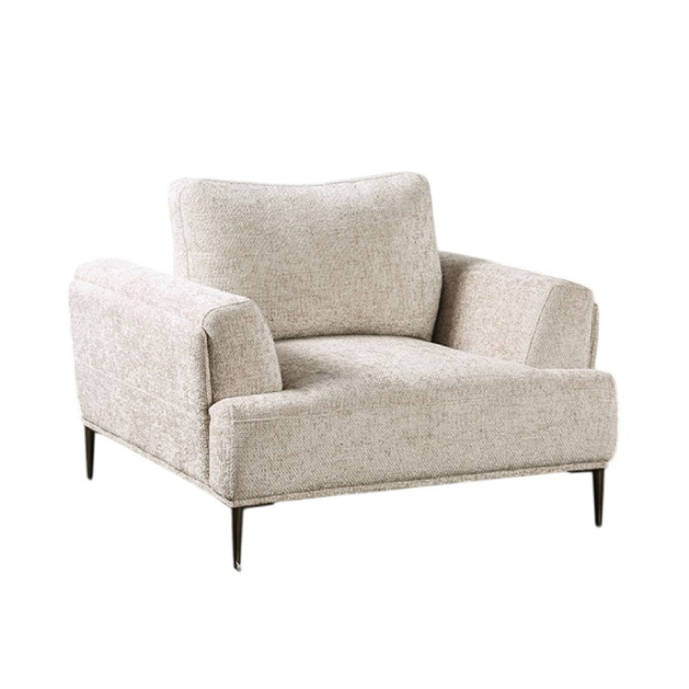 Batty Accent Chair | Light Brown Chenille | Attached Adjustable Back