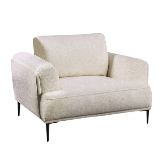 Batty Accent Chair | White Chenille | Adjustable Attached Pillow Back