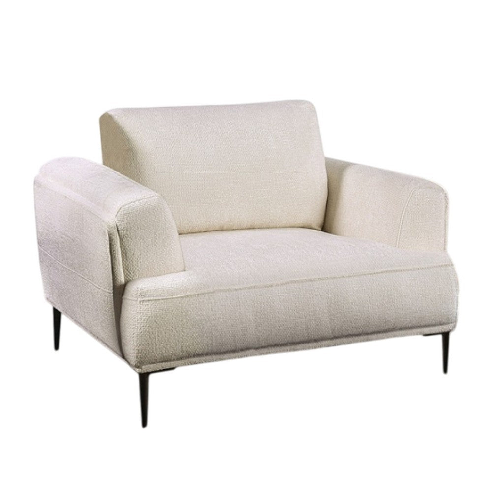 Batty Accent Chair | White Chenille | Adjustable Attached Pillow Back