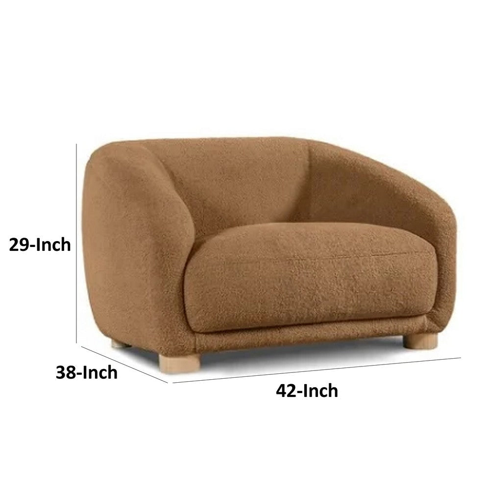 Oliver Accent Chair with Round Back Sloped Arms | Soft Brown Boucle
